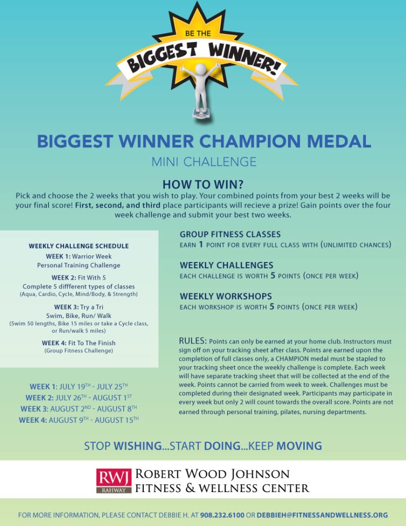 RWJ Rahway Fitness & Wellness Center Biggest Winner Mini Challenge 2014