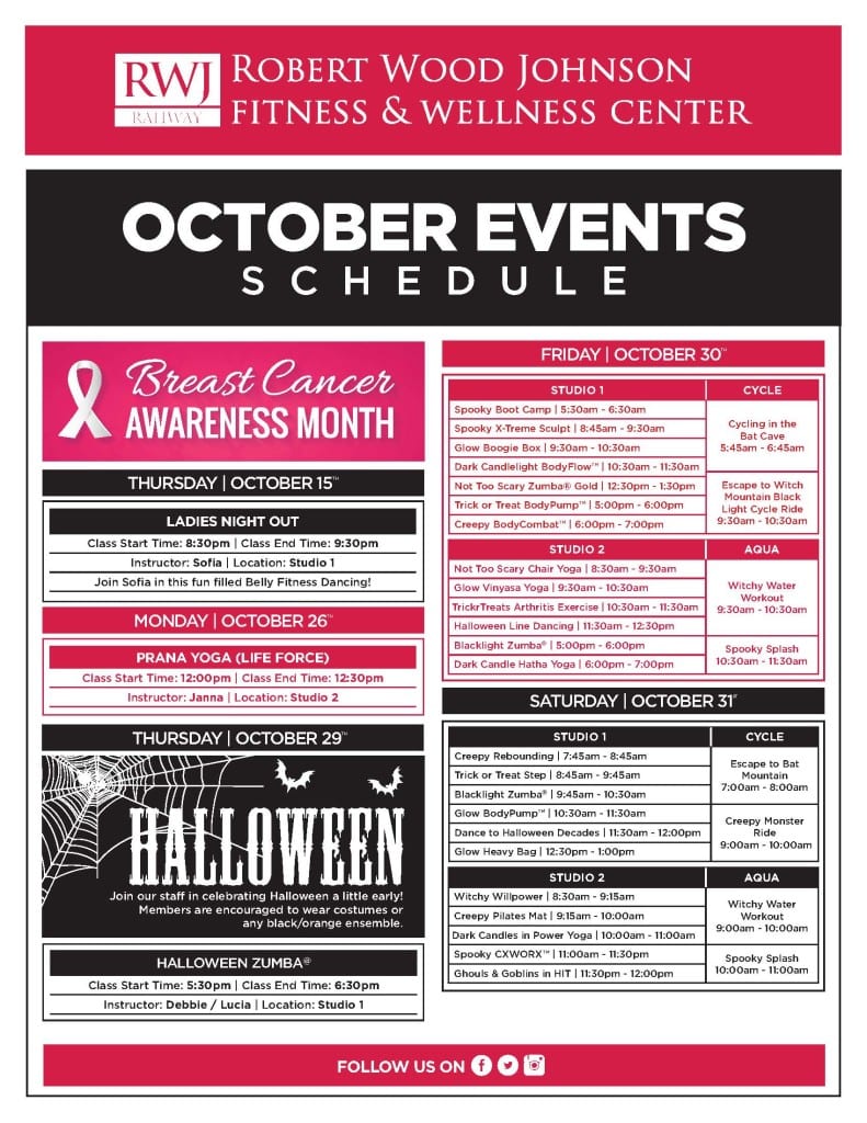 RWJ Rahway Fitness and Wellness Center October Events 2015