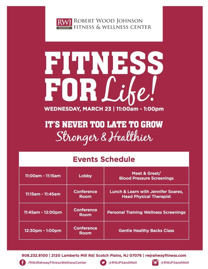 Rahway Fitness for Life Event Schedule