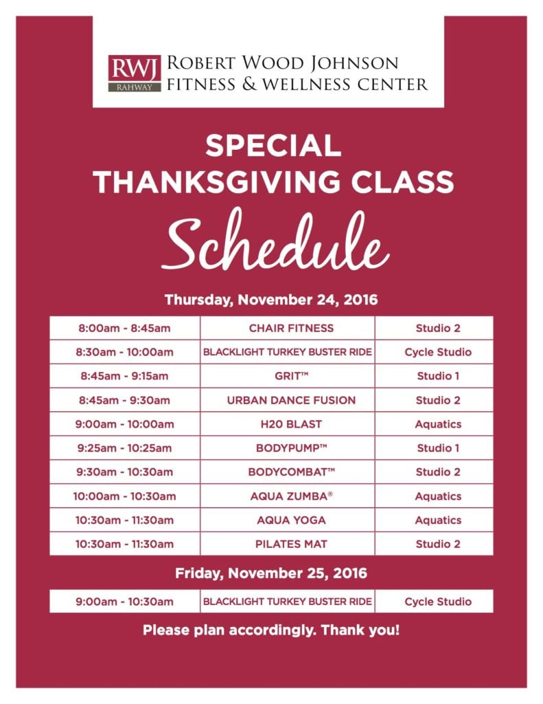 rahway-thanksgiving-group-fitness-schedule
